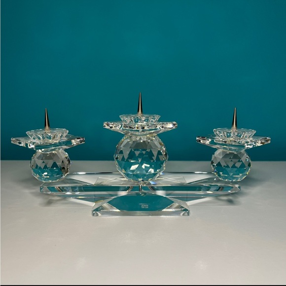 Swarovski Crystal 7600 NR115 3-Light Candle Holder Decorative Candles Retired - Picture 1 of 13